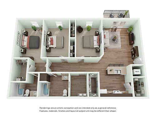 Floor plan 3 Bedroom Two Bathroom