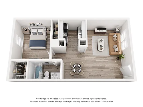 Floor plan Alma Cherrywood - A2 - 1 Bed | 1 Bath