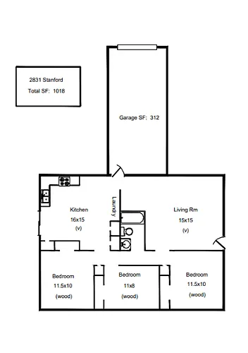 Floor plan 3 Bedroom 1 Bath