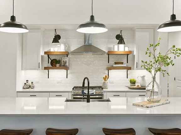Kitchen with floating shelves