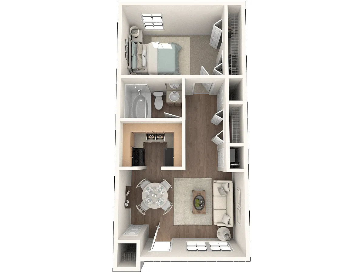 Floor plan 1 Bedroom 1 Bath - A