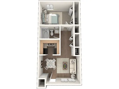 Floor plan 1 Bedroom 1 Bath - A
