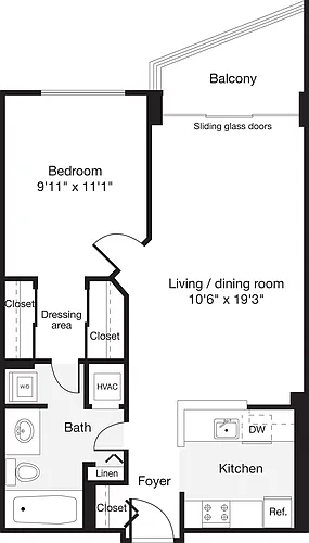 Floor plan 1 Bedroom A