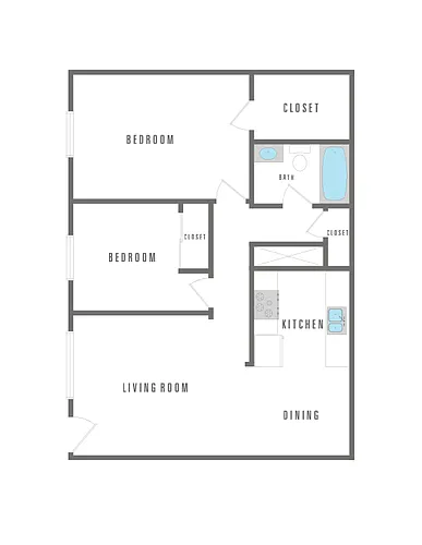 Floor plan 2 Bedroom 1 Bath