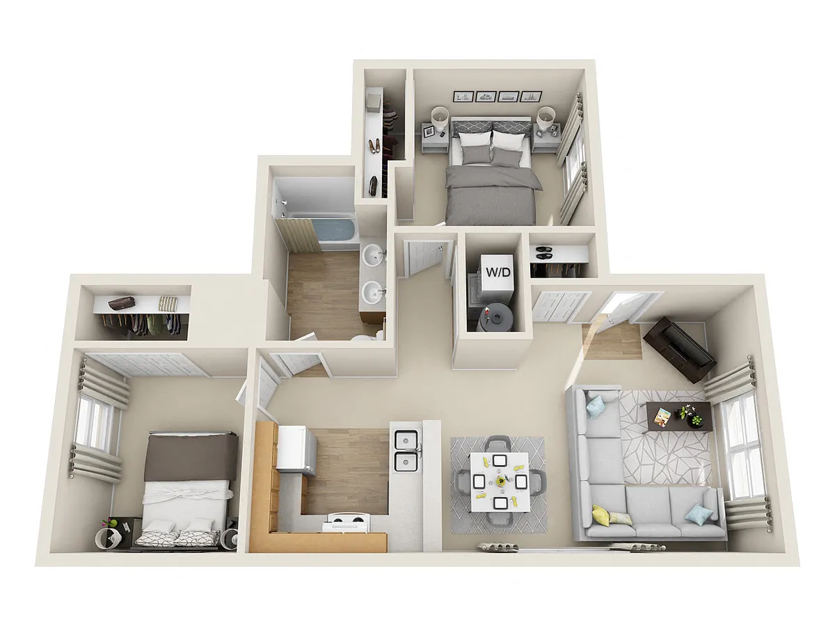 Floor plan Belle Creek B1 2 BDRM 1 BATH