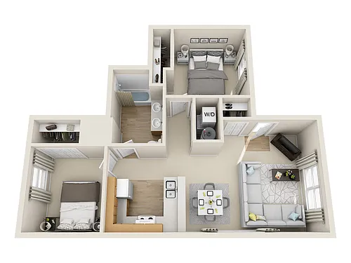 Floor plan Belle Creek B1 2 BDRM 1 BATH