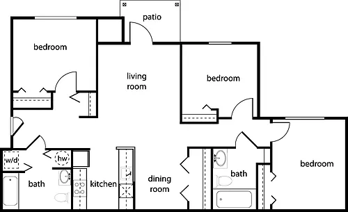 Floor plan Three-Bedroom
