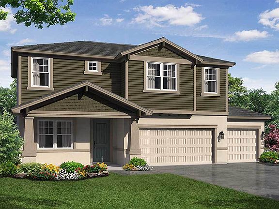 Sandalwood 3-Car Home Exterior Craftsman Elevation