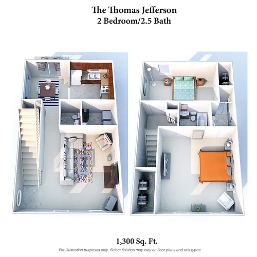 Floor plan The Thomas Jefferson: 2 Bed, 2.5 Bath Townhome