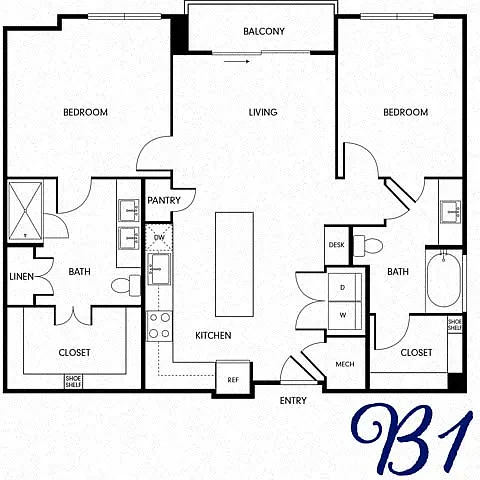 Floor plan Two-Bedroom (B1)