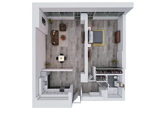 Floor plan Renovated 1 Bed 1 Bath 600