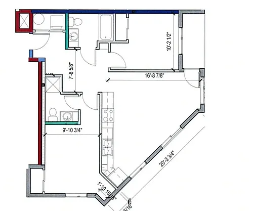 Floor plan 2BR/2BA - E