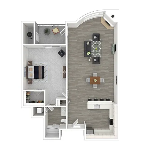Floor plan 1 Bed, 1 Bath D