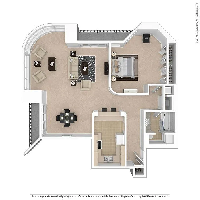 Floor plan B-C One Bedroom