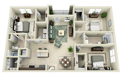 Floor plan C1.R 3 Bedroom 2 Bath Renovated