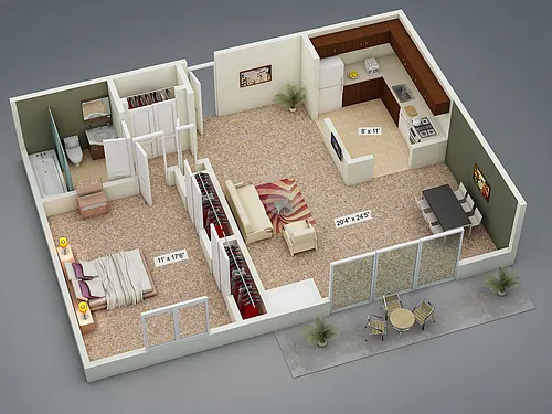 Floor plan One Bedroom Deluxe