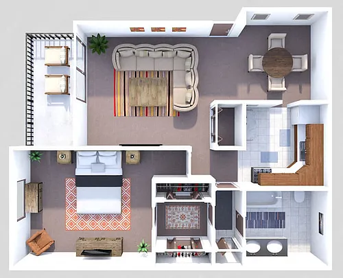 Floor plan Moriarty 1 Bedroom 1 Bath