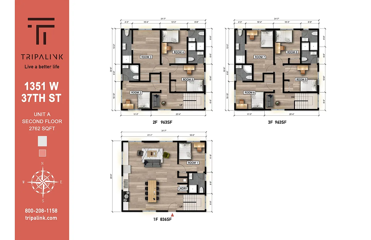 Floor plan Private Room at 1351 W 37th St