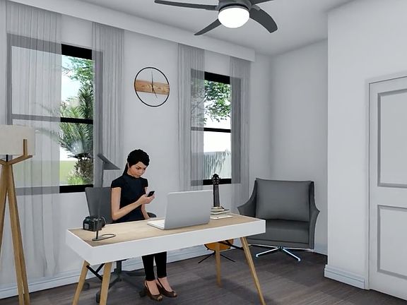 Interior Rendering Bedroom Office