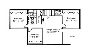 Floor plan 2 Bedroom 2 Bath