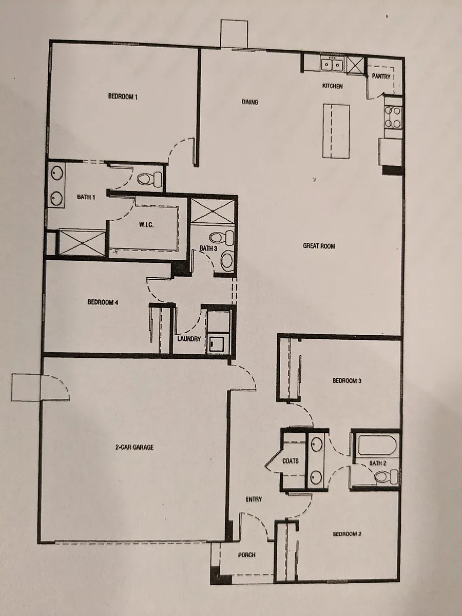 Plan is a mirror image: our garage is on the right side, not the left. - 2840 S Cain St