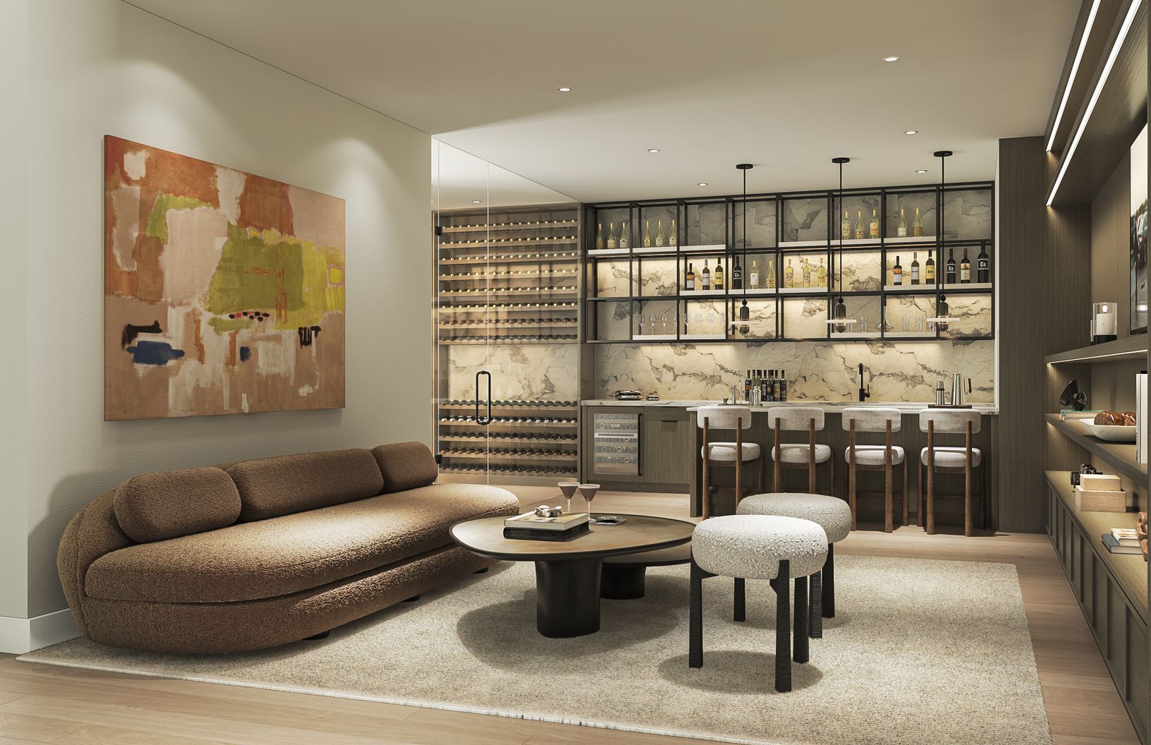  Lounge w glass enclosed wine cellar