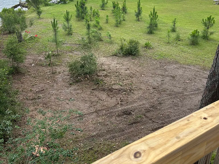 Some trees have been removed since this photo was taken. Dock is neighbors. This house does not have a dock.