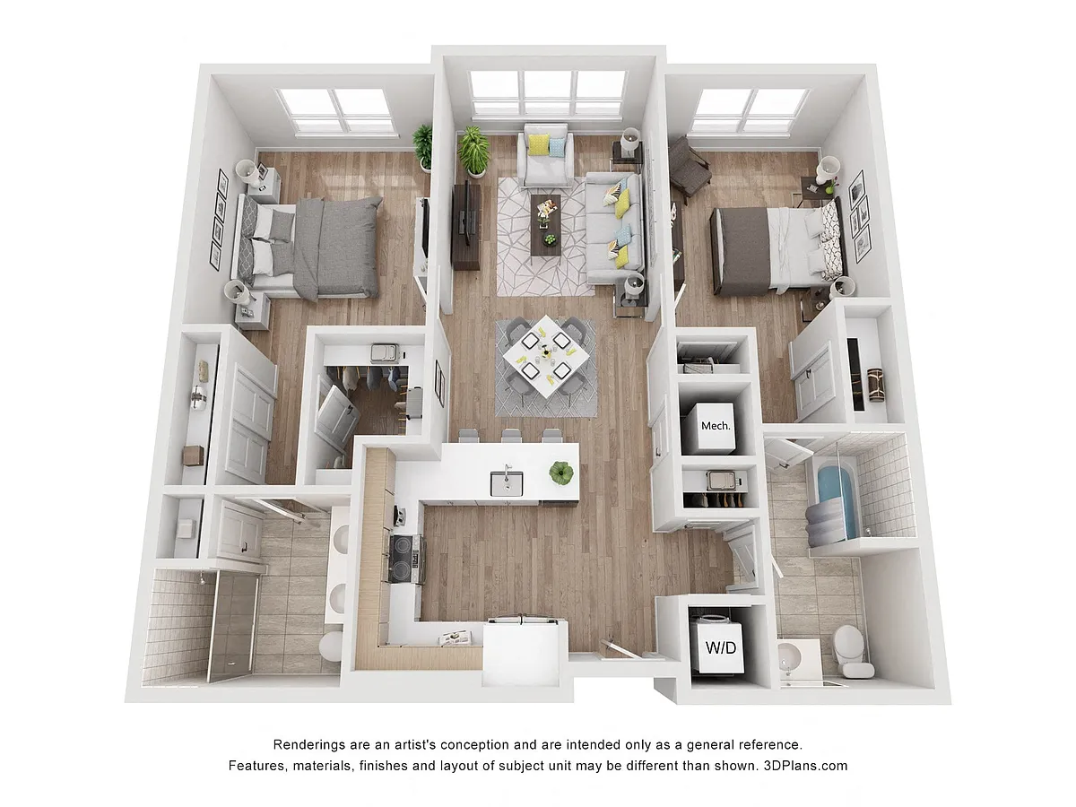 Floor plan Avenue G | 2 Bed/2 Bath-BW-01.11