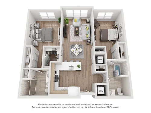 Floor plan Avenue G | 2 Bed/2 Bath-BW-01.11