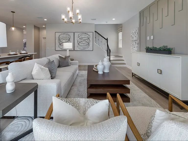 Model Home picture. 
Open concept living room.