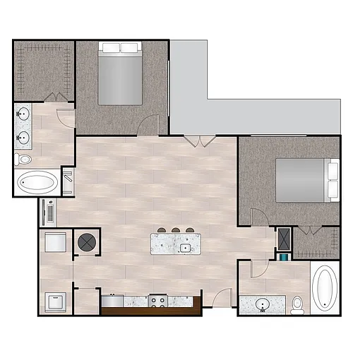 Floor plan B Quattro 1044 sqft - 1154 sqft