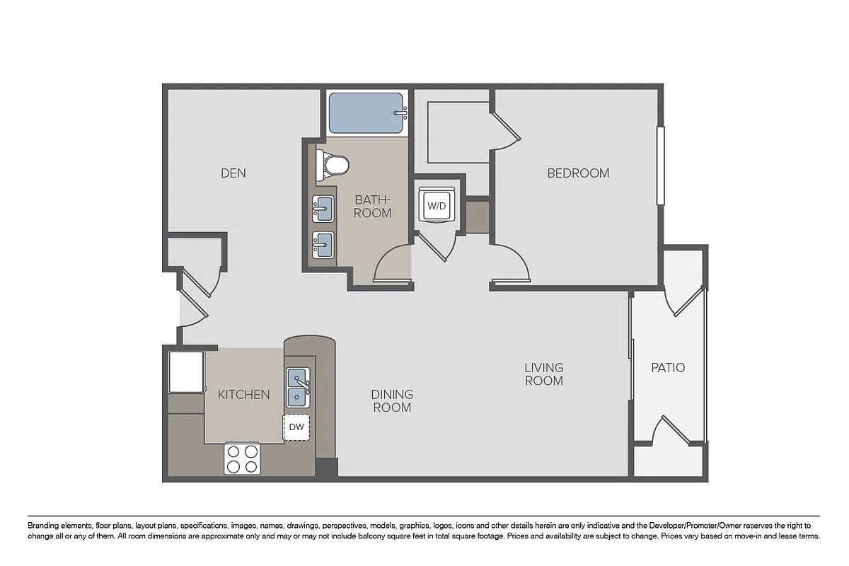 Floor plan Plan 1J + Den