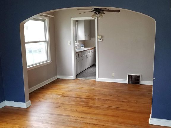 View into open concept dining room.