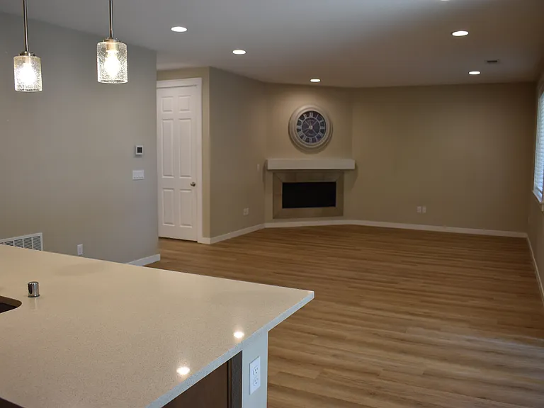 From kitchen looking into living room