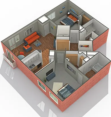 Vermillion | 2-Bedroom Floorplan Vermillion | 2-Bedroom Floorplan