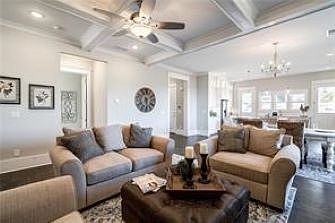 Coffered ceiling in family room