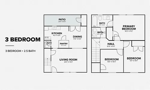Floor plan 3 Bedrooms, 2.5 Bathrooms