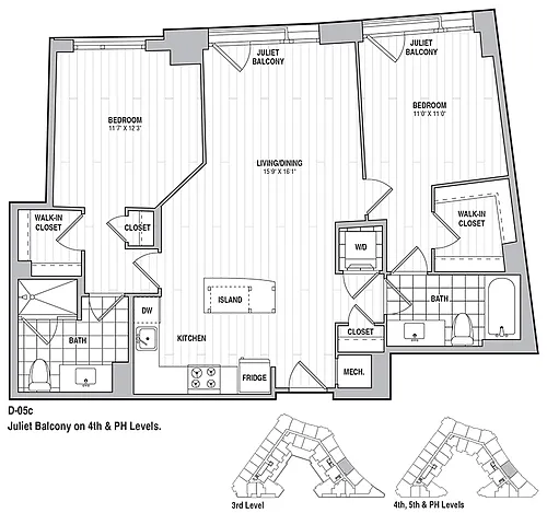 Floor plan 2 Bed 2 Bath 1025