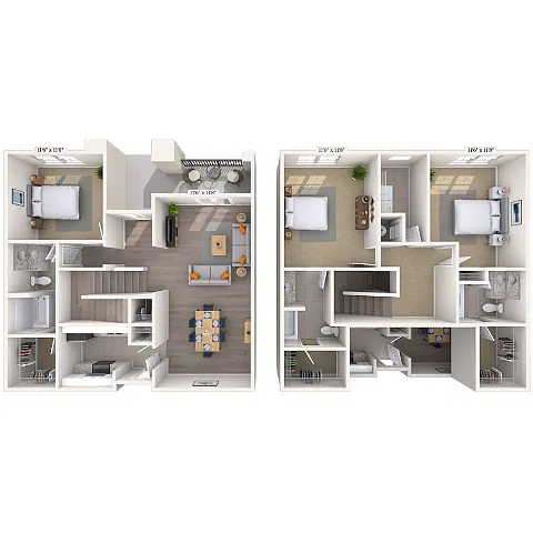 Floor plan Loft 3x3 1444-1894 SF