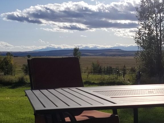 View from patio.Tobacco Root Mountains in the distance...
