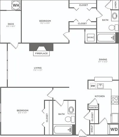 Two Bedroom Two Bath (1167 SF) Two Bedroom Two Bath (1167 SF)