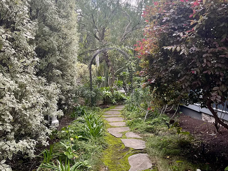 Outside on a rainy day.