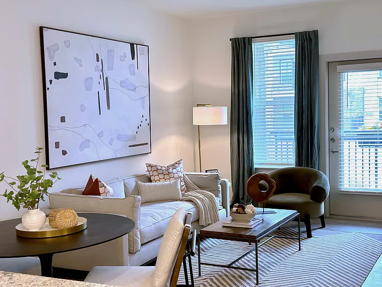 Large living areas with private patios, balconies. Select units have private backyards.