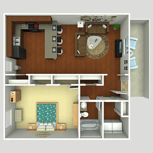 Floor plan 1 Bedroom / 1 Bath Adair Finis