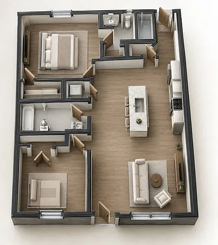 Floor plan 2-bedroom unit