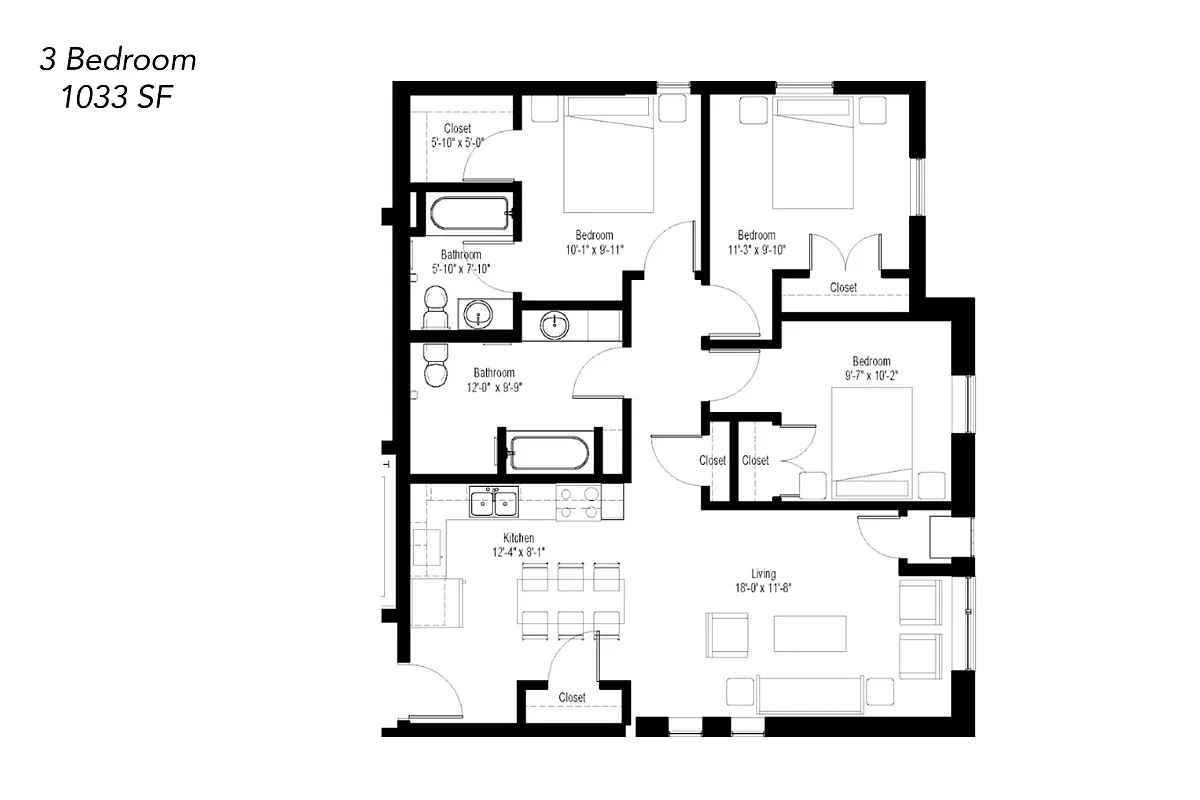 Floor plan Three Bedroom