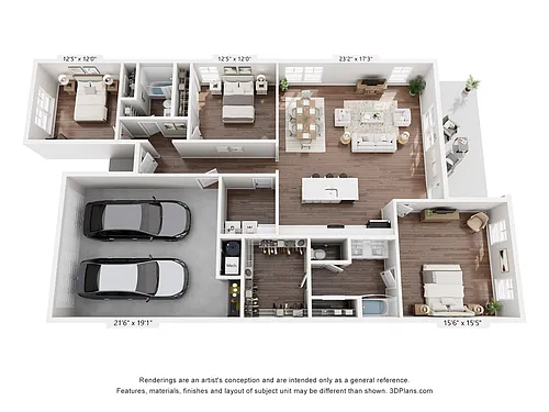 Floor plan 3 Bedroom, 2 Bathroom Duplex