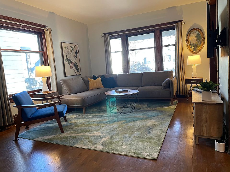 Living room looking out the large front windows.