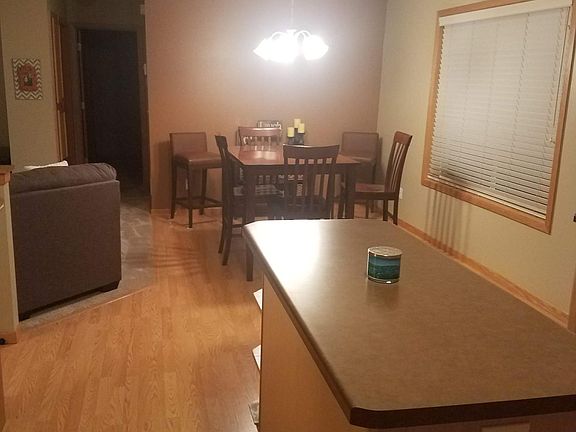 Kitchen island and dining area