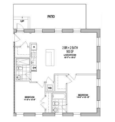 Floor plan 2 bedroom 2 bathroom